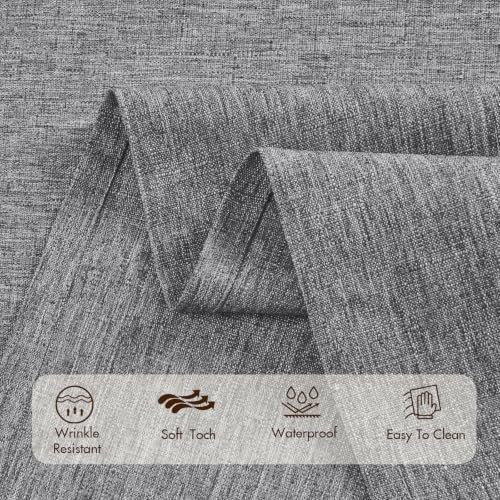 Gray 60x120 Rectangle Polyester Linen Farmhouse Tablecloth