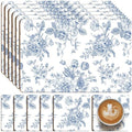 6 Sets Blue Floral Cork Placemats with 6 Coasters, 16x12 Inches Heat