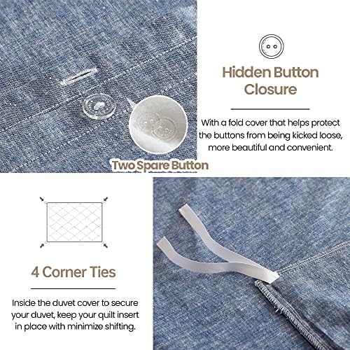 Simple&Opulence Linen Duvet Cover Set Queen, Linen Cotton Blend with