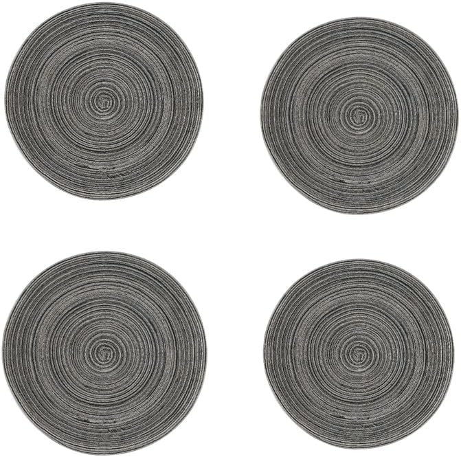 8 Pcs Round Braided Placemats & Coasters Set, 15 Inch Heat Resistant