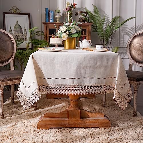 ARTABLE Stone Gray Lace Tablecloth Vintage Laser Cut Decor