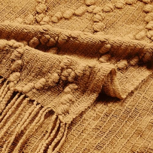 BOURINA Almond Throw Blanket 50 x70 Inch Jacquard Throw Knitted