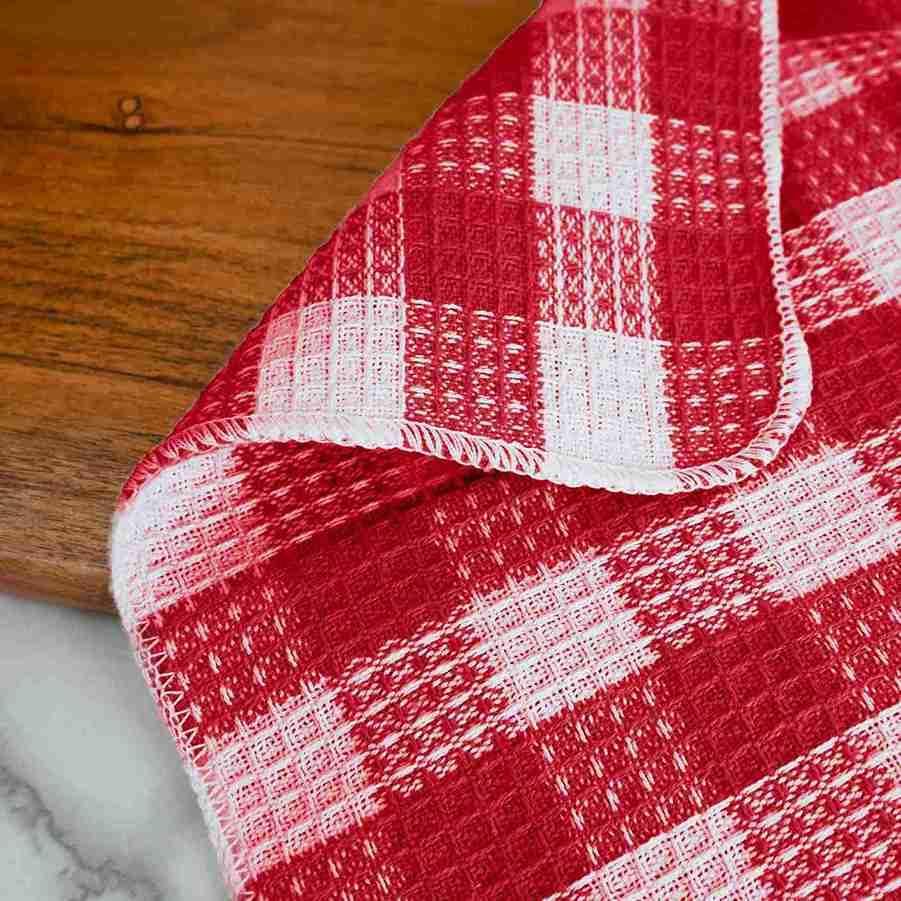 Blue Needles Waffle Weave Kitchen Dish Cloths Cotton Set of 8-12x12