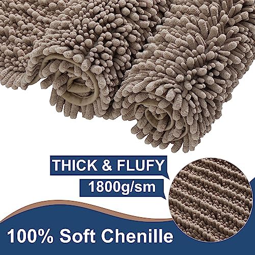 Luxury Polyester Taupe Bathroom Rugs Sets 2 Piece, Thickened Hot Melt