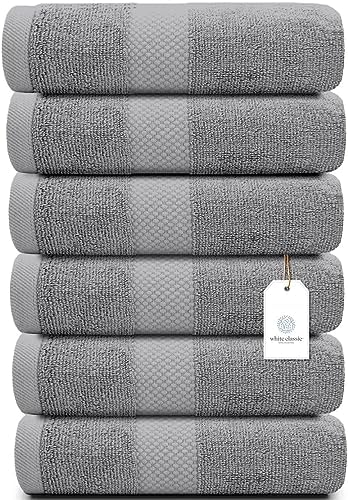 White Classic Luxury Light Gray Hand Towels - 16x30, Turkish Cotton