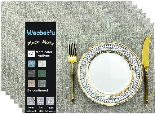 Weabetfu Faux Leather Heat Resistant Placemats Set of 6 Waterproof