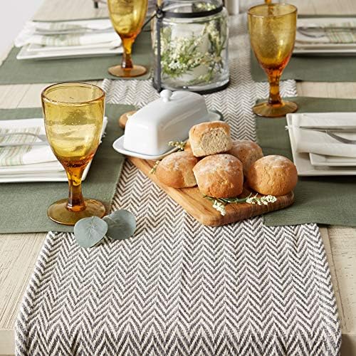 DII Woven Basic Tabletop Collection Chevron Table Runner, 15x72, Gray