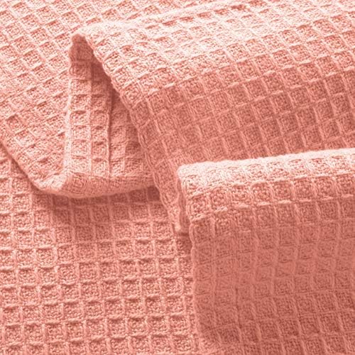 GLAMBURG 100% Cotton Thermal Blanket, Breathable Waffle Blanket, Queen