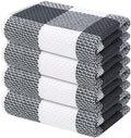 Mordimy Cotton Weave Kitchen Towels, 13"x 28", 4 Pack, White & Dark