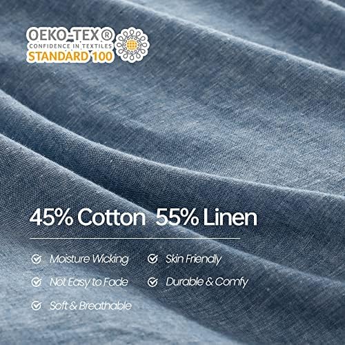 Simple&Opulence Linen Duvet Cover Set Queen, Linen Cotton Blend with
