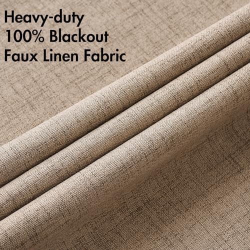MIULEE 100% Blackout Linen Curtains for Bedroom 52x96 Inches Copper