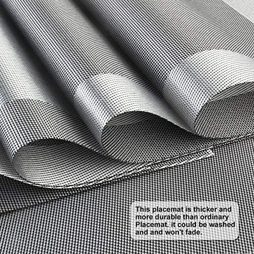 DACHUI Placemats Set of 6, Linen Look Woven Place Mats (Silver Grey)