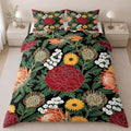 Boho Floral Duvet Cover King Size, Sage Green Leaves Botanical Bedding