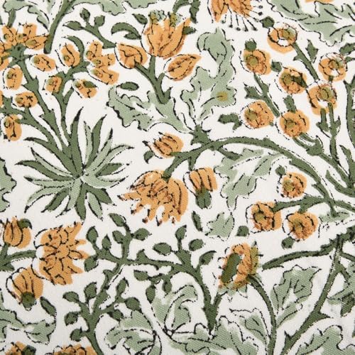 Ridhi Goldenrod Yellow Block Print Cotton Pillow Cover 20x20 Inch Set