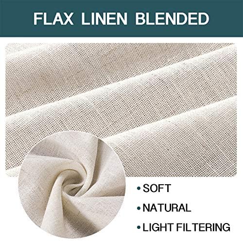 FantasDecor Linen Sheer Curtains 63 inch Length 2 Panels Set Light