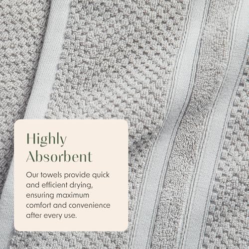 Springtree Home 100% Cotton Bath Towel Set | 4-Pack | Textured | Grey
