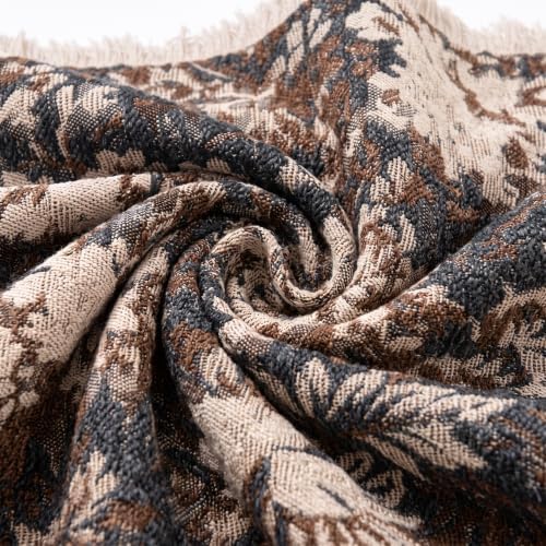 Fancy Homi Set of 2 Vintage Brown Bold Floral Chenille Decorative