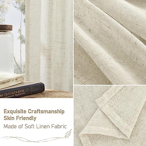 LAMIT Cream Ivory Sheer Linen Curtains 63 inch Length for Bedroom 2