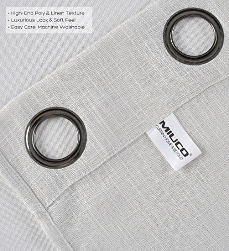 MIUCO Semi Sheer Curtains Poly Linen Textured Solid Grommet Curtains