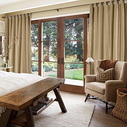 cololeaf Vintage Textured Faux Dupioni Silk Curtain Tab Top for