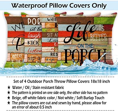JOJOGOGO Patio Decor Outdoor Porch Pillow Covers 18x18 Waterproof, Set
