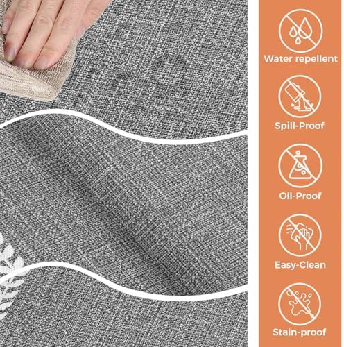 Country Gray Linen Texture Rectangle Tablecloth 60x120 Inches,White