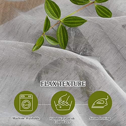 NICETOWN Linen Textured Semi Sheer Curtains 63 inches Length, Eyelet