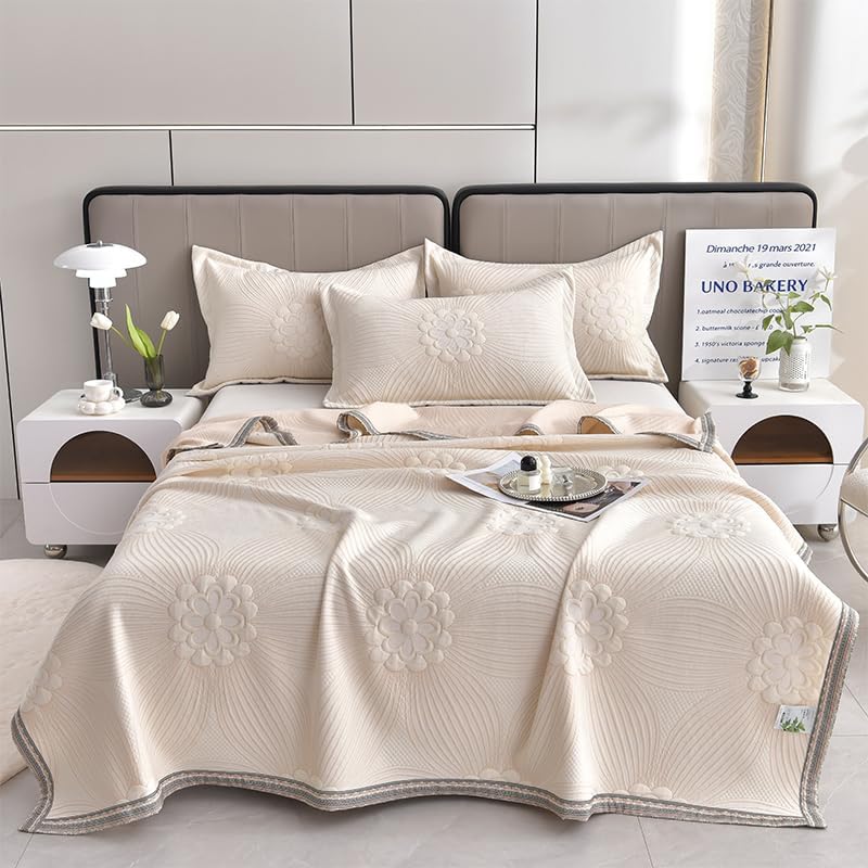 100% Cotton Muslin Throw Blanket, Lightweight Washed Cotton Blanket
