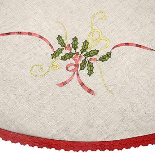 Grelucgo 21 Inch Embroidered Mini Christmas Tree Skirt