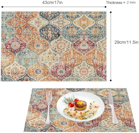 Placemats Set of 4 Washable Durable Table Placemats for Dining Table