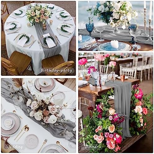 35x72 Inch Gray Cheesecloth Table Runner Rustic Boho Wedding Party
