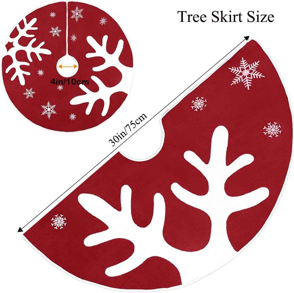 MACTING 30 Inch Red Burlap Christmas Tree Skirt