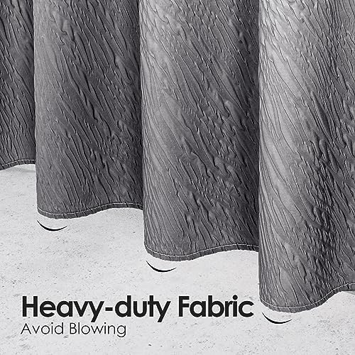Grey Ombre Fabric Shower Curtain, 3D Marble Geometric Embossed, 72 x
