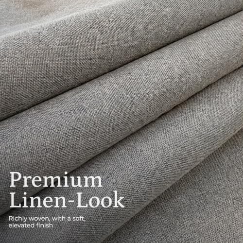 Linen Look 100% Blackout Bedroom Curtains, 63 Inch Long, Gray