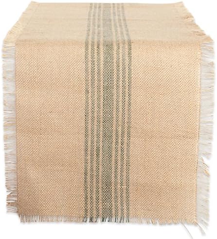 DII Sage Green Jute Burlap Table Runner, 14x72 Farmhouse Rustic Stripe