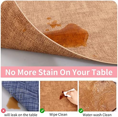 Maxpearl Faux Leather Placemats Set of 6, Easy to Clean, Brown