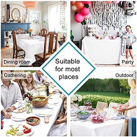 Hiasan White Tablecloth for Rectangle Tables, 54 x 108 Inch, 1 Pack