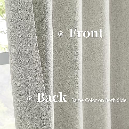 KEQIAOSUOCAI Greyish Beige Blackout Curtains 108 Inches Long 2 Panels