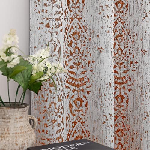 Mrs.Naturall Rusty Orange Curtains 63 Inch Length for Bedroom 2 Panels