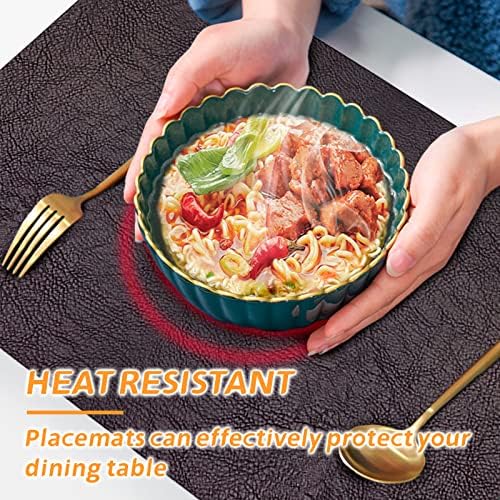 CAMAL 6PCS Double Sided Faux Leather Place Mats Stain Resistant PU