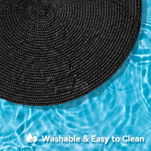 Round Placemats Set of 12 - Washable Woven Non-Slip Round Table