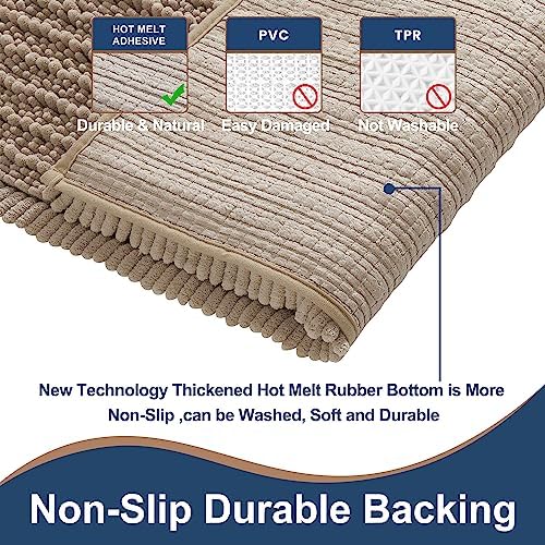 Luxury Polyester Taupe Bathroom Rugs Sets 2 Piece, Thickened Hot Melt