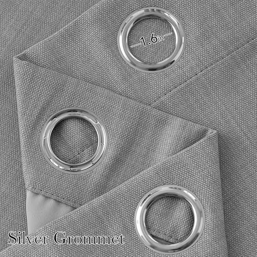 NICETOWN Short Faux Linen Light Grey Blackout Curtains 63 inches Long