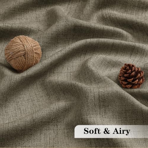 Chyhomenyc Faux Linen Curtains 96 Inches Long 2 Panels, Brown