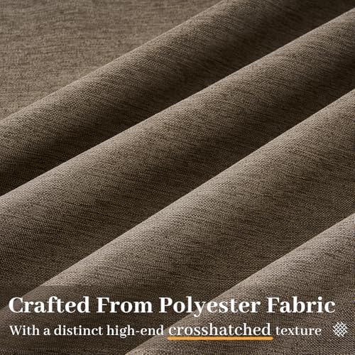 2 Panels Dark Brown Pinch Pleated Linen Curtains 96 Inches Long