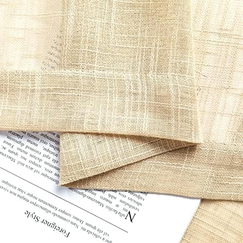 Epinki Curtains Sheer Curtains, Linen Brown Solid Color Grommet 2