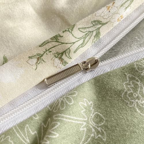 100% Cotton Queen Size Duvet Covers Set, Soft Breathable Cotton Flower