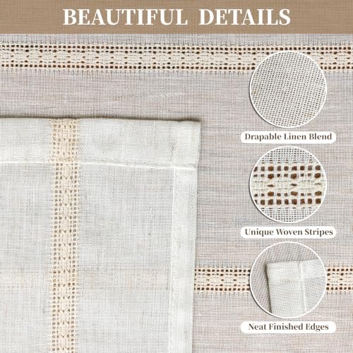 Off White Linen Semi Sheer Curtains 63 Inch Long Bedroom Home Office