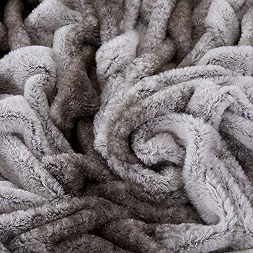 Modern Threads Luxury Solid Braided Faux Fur Reverse to Flannel Throw