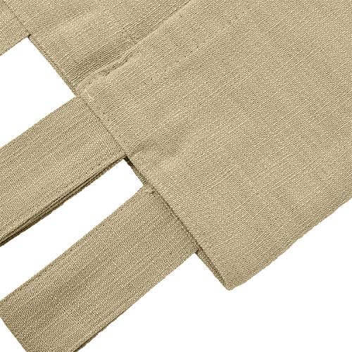 TWOPAGES Linen Cotton Tab Top Curtain Elegant Natural Solid Tan